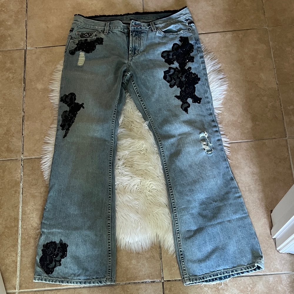 X2 Women's Flare Jeans with Black Embellishments